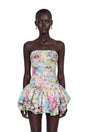 Parastoo Multicolor Floral Print Puffball Mini Dress