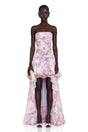 Parastoo Pink Floral Print Pleated Maxi Dress