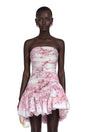 Parastoo Pink Floral Print Pleated Mini Dress