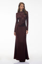 Parvaneh Rust Satin Maxi Dress with Lace Panels