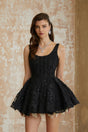 Patrycja Black Floral Embroidered Mini Dress