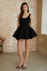 Patrycja Black Floral Embroidered Mini Dress