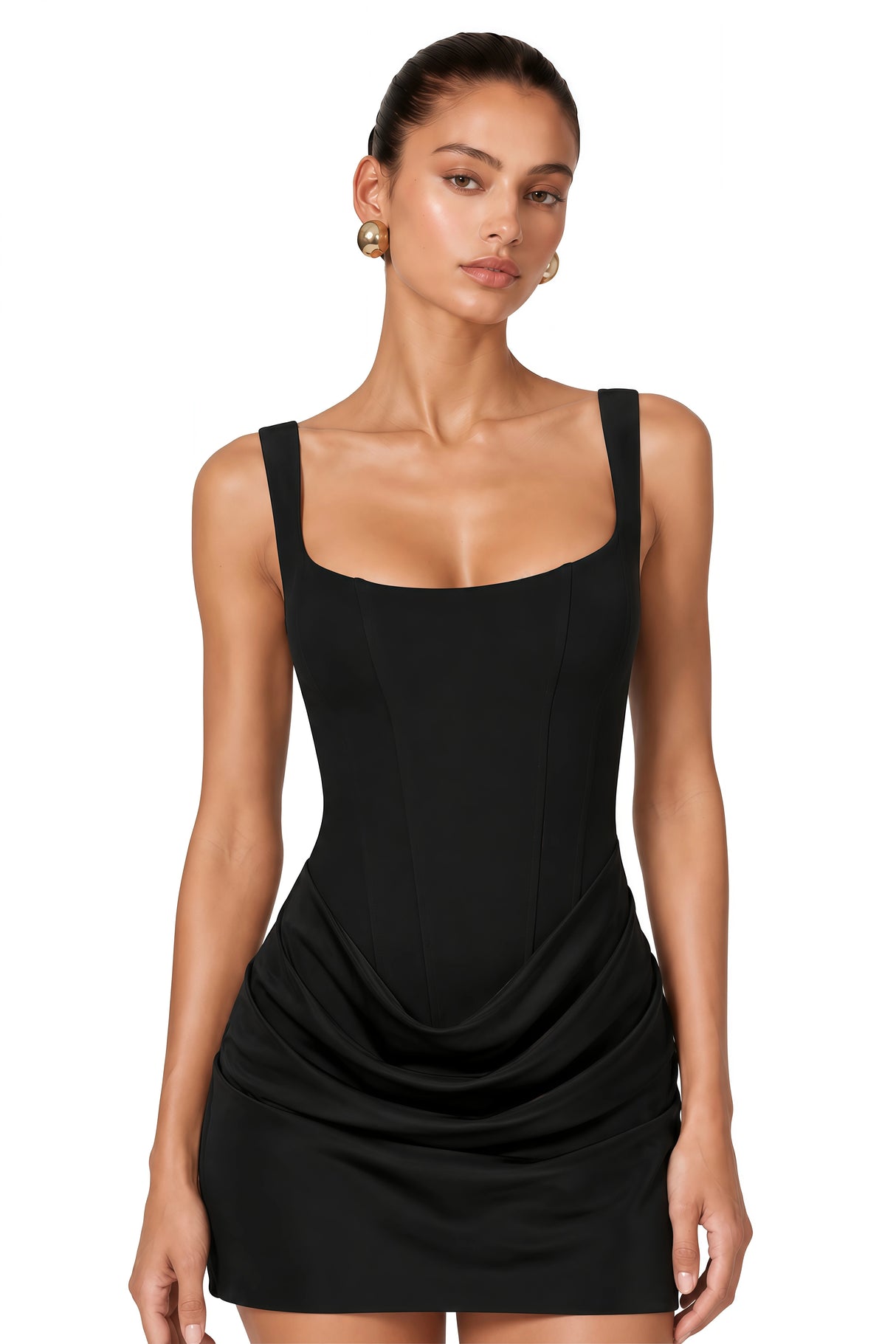 Paulette Black Ruched Bodycon Mini Dress