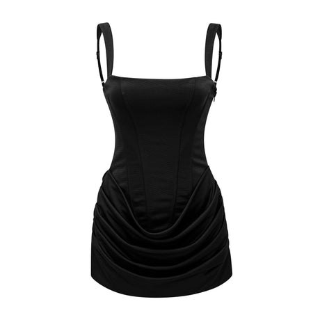 Mary Mini Dress Black Ruched Bodycon