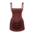 Paulette Brown Ruched Bodycon Mini Dress
