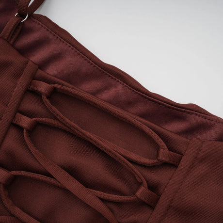 Antonella Mini Dress Brown Ruched Bodycon