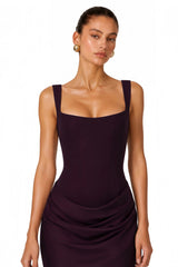 Paulette Burgundy Ruched Bodycon Mini Dress