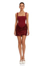 Paulette Red Embellished Ruched Bodycon Mini Dress