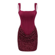 Paulette Red Embellished Ruched Bodycon Mini Dress