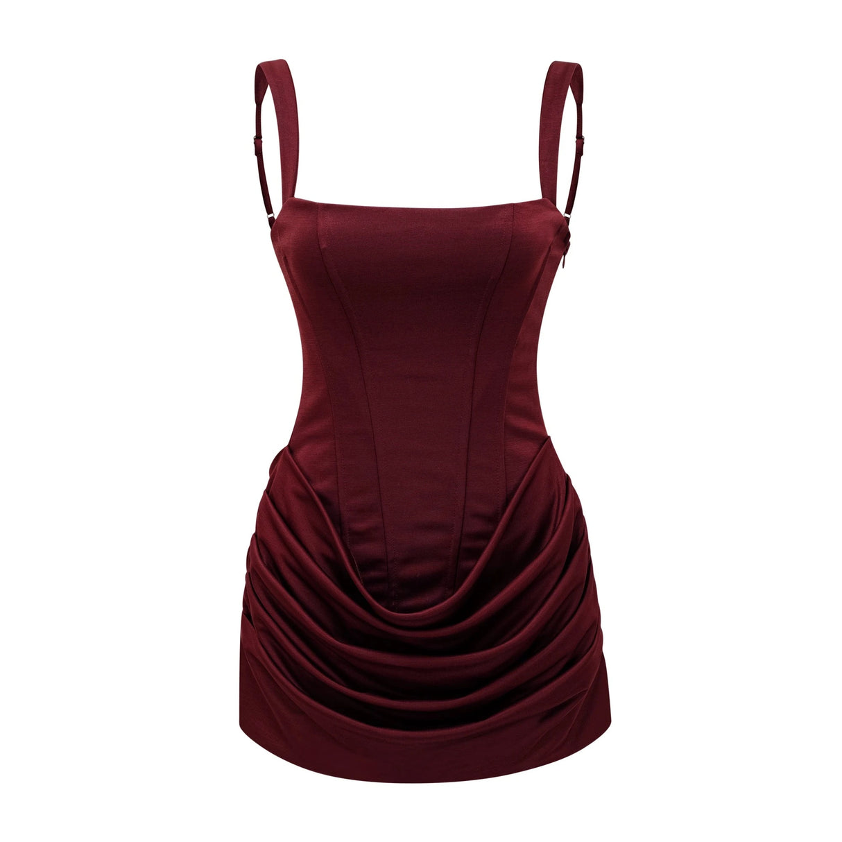 Paulette Red Ruched Bodycon Mini Dress