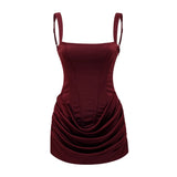 Paulette Red Ruched Bodycon Mini Dress
