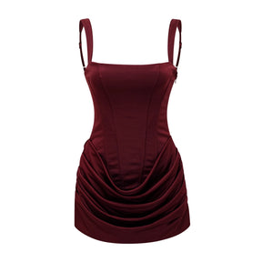 Paulette Red Ruched Bodycon Mini Dress