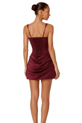 Paulette Red Ruched Bodycon Mini Dress