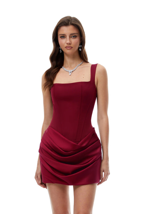 Cinzia Mini Dress Red Ruched Bodycon