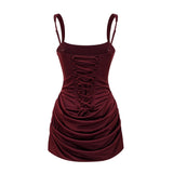 Paulette Red Ruched Bodycon Mini Dress