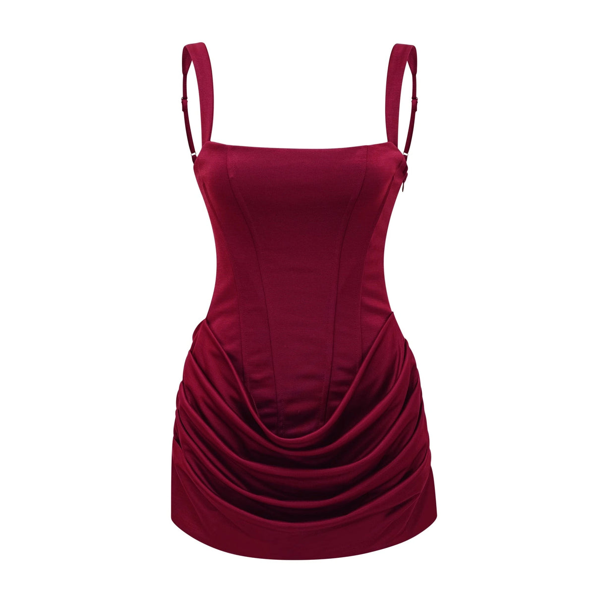 Paulette Red Ruched Bodycon Mini Dress
