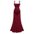Paulette Red Ruched Corset Maxi Dress