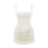 Paulette White Ruched Bodycon Mini Dress