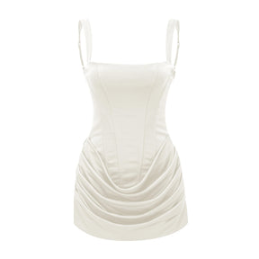 Paulette White Ruched Bodycon Mini Dress