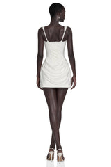 Paulette White Ruched Bodycon Mini Dress