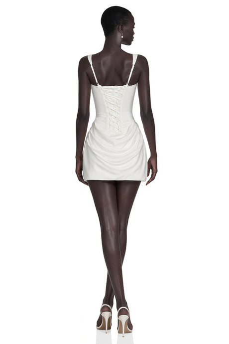 Avery Mini Dress White Ruched Bodycon