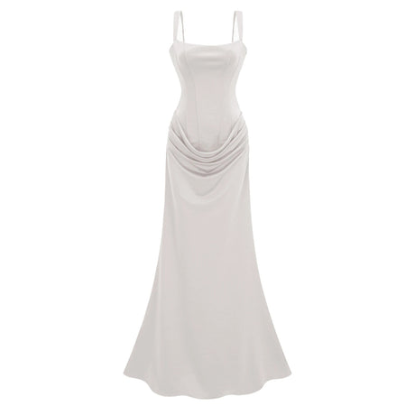 Addison Maxi Dress White Ruched Corset