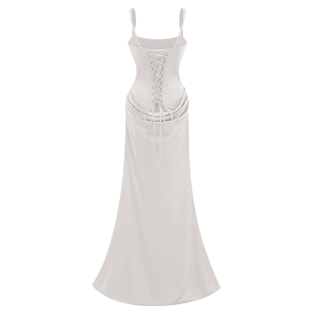 Paulette White Ruched Corset Maxi Dress