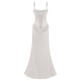 Paulette White Ruched Corset Maxi Dress