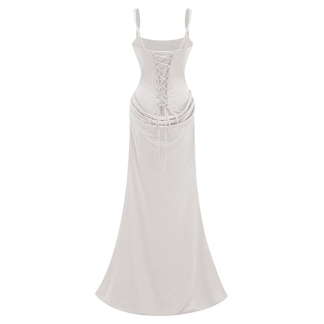 Addison Maxi Dress White Ruched Corset