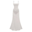 Paulette White Ruched Corset Maxi Dress