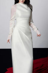 Pauliina White Mesh Panel Midi Dress