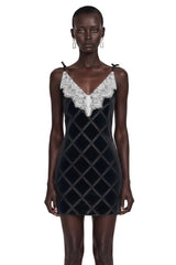 Pavla Black CutOut Velvet Mini Dress with Bow