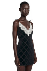 Pavla Black CutOut Velvet Mini Dress with Bow