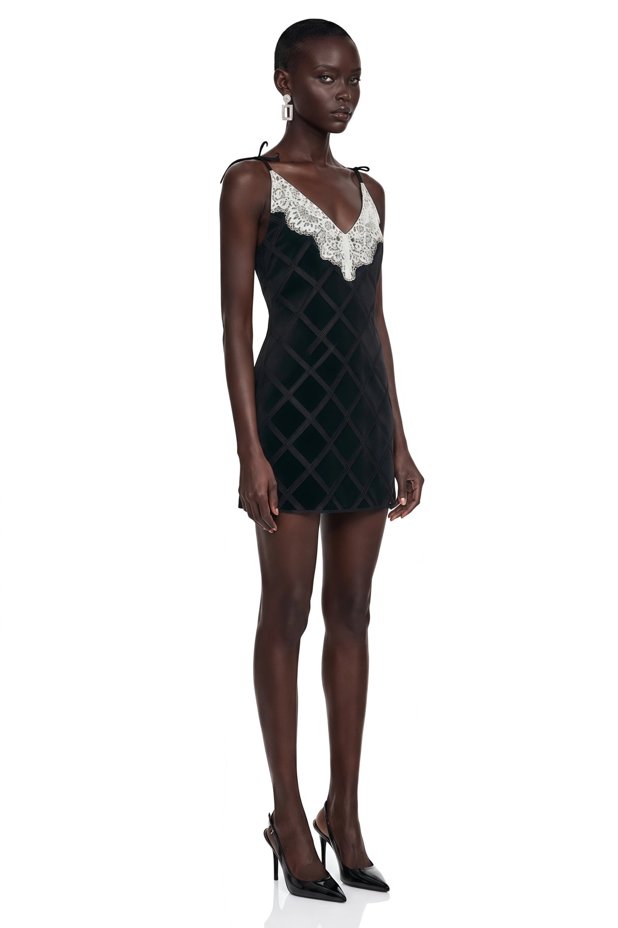 Pavla Black CutOut Velvet Mini Dress with Bow