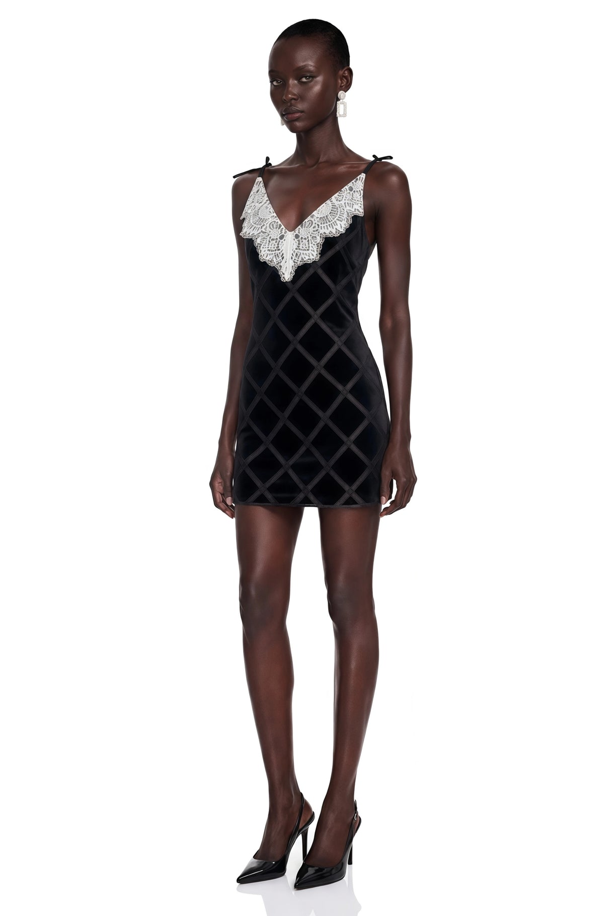 Pavla Black CutOut Velvet Mini Dress with Bow