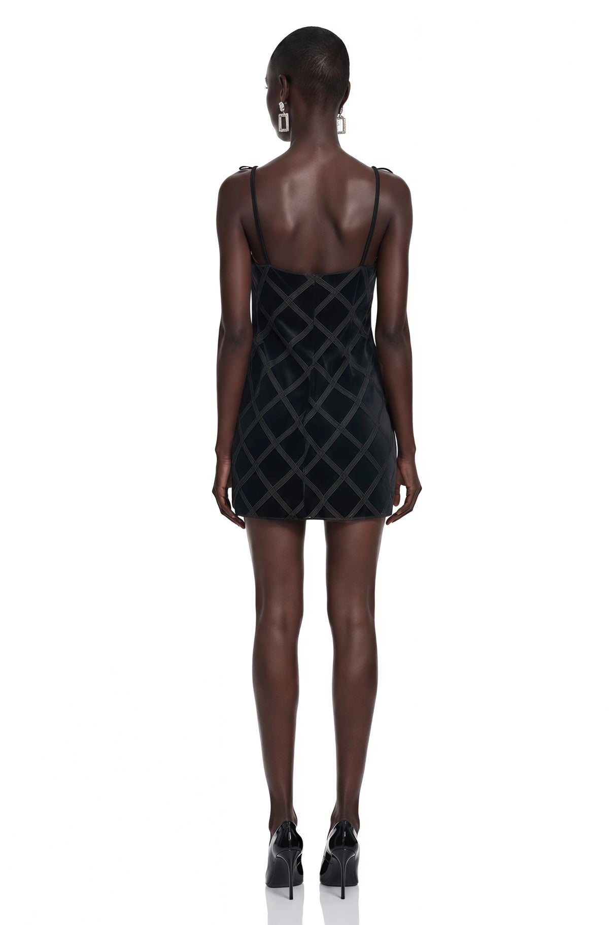 Pavla Black CutOut Velvet Mini Dress with Bow