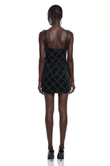 Pavla Black CutOut Velvet Mini Dress with Bow