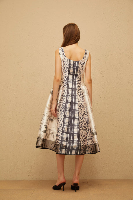 Annalee Midi Dress Neutral Graphic Print