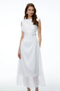 Penelope White Asymmetrical Sleeveless Maxi Dress