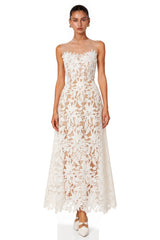 Penelope White Off Shoulder Maxi Dress with 3D Florals