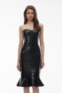 Penina Black Off Shoulder Crocembossed Midi Dress