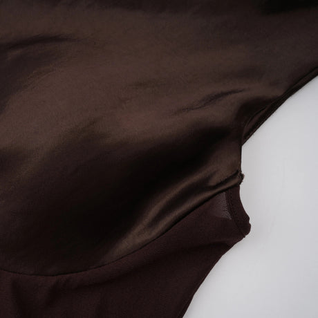 Landry Mini Dress Brown One Shoulder Satin