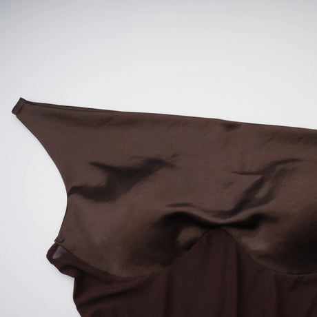 Landry Mini Dress Brown One Shoulder Satin