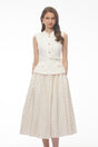 Pernilla White Sleeveless Polka Dot Midi Dress with Panels