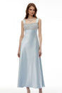Perrine Cobalt Blue Embellished Satin Midi Dress