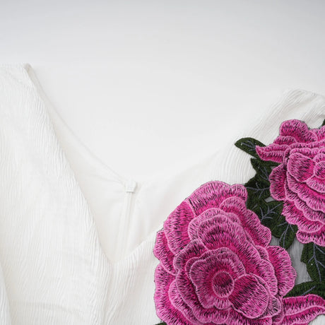 Serena Maxi Dress White Rose Appliqué