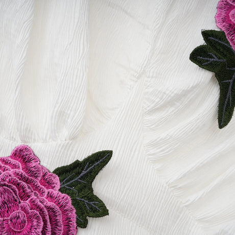 Serena Maxi Dress White Rose Appliqué
