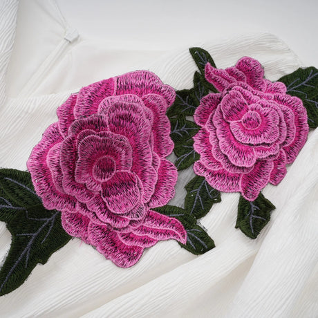 Serena Maxi Dress White Rose Appliqué