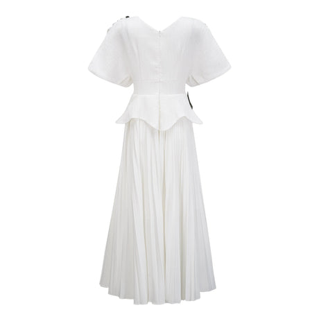 Serena Maxi Dress White Rose Appliqué