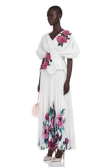 Pétale White Rose Appliqué Maxi Dress